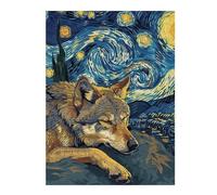 Puzzles pour Adultes 52x38cm/1000pcs Wolf Dreams Under Starry Night Sky Puzzles pour Adolescents Jeu Familial Décoration Parfaite Difficile À Compléter 52x38cm/1000pcs