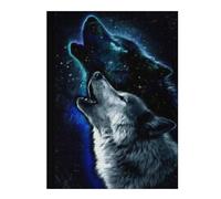 Puzzles pour Adultes 52x38cm/1000pcs Wolf Howling at Galaxy Puzzles pour Adultes, Jeu De Réflexion, Décoration Murale, Défi Éducatif 52x38cm/1000pcs