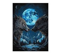 Puzzles pour Adultes 52x38cm/1000pcs Wolf Moonlight Vintage Puzzles pour Adultes Jeux De Détente Découpe De Précision Cadeaux De Noël Et d'anniversaire 52x38cm/1000pcs