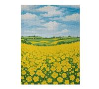 Puzzles pour Adultes 52x38cm/1000pcs Yellow Flower Field Landscape Illustration Puzzles pour Adolescents Jeu Familial Décoration Parfaite Difficile À Compléter 52x38cm/1000pcs