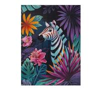 Puzzles pour Adultes 52x38cm/1000pcs Zebra in Tropical Floral Setting Puzzle pour Adultes - Décoration Murale - Découpe De Précision - Activités Ludiques À La Maison 52x38cm/1000pcs