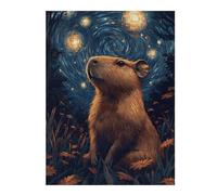 Puzzles pour Adultes 52x38cm/1000pcsPuzzles Capybara Starry Night Puzzles pour Adolescents Jeux De Société Découpe De Précision Cadeaux d'anniversaire Et Cadeaux Uniques 52x38cm/1000pcs