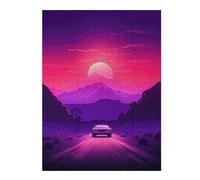 Puzzles pour Adultes 52x38cm/1000pcsPuzzles Synthwave Sunset Car Puzzles pour Adolescents Jeux De Société Découpe De Précision Cadeaux d'anniversaire Et Cadeaux Uniques 52x38cm/1000pcs