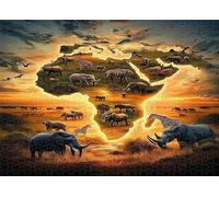 Puzzles pour Adultes 60 Pièces Puzzles pour Adultes Jeu éducatif Challenge 60 Puzzle Amusants en Famille - Faune Africaine