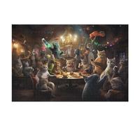 Puzzles pour Adultes 75x50cm/1000pcs A Cat Dinner Party in A Fantasy Setting Puzzles pour Adolescents Jeux Familiaux Analyse Et Logique Jeu Stimulant Cadeaux 75x50cm/1000pcs
