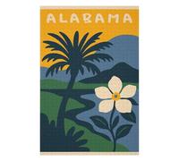 Puzzles pour Adultes 75x50cm/1000pcs Alabama State Illustration with Palm Tree Puzzles pour Adolescents Jeu Manuel, Amusant Et Humoristique Cadeaux d'anniversaire Et De Noël Uniques 75x50cm/1000pcs