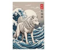 Puzzles pour Adultes 75x50cm/1000pcs Arctic Wolf Great Wave Puzzles pour Adultes - Jeux De Construction - Analyse Et Logique pour Les Amateurs De Jeux 75x50cm/1000pcs