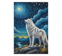 Puzzles pour Adultes 75x50cm/1000pcs Arctic Wolf Starry Night Puzzles pour Adolescents, Jouets Anti-Stress, Décoration Murale, pour Les Gamers 75x50cm/1000pcs
