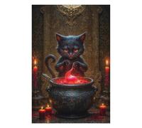 Puzzles pour Adultes 75x50cm/1000pcs Black Cat Potion Master Puzzles pour Adolescents Jeu Familial Décoration Parfaite Difficile À Compléter 75x50cm/1000pcs
