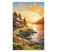 Puzzles pour Adultes 75x50cm/1000pcs Cabin by The Lake at Sunset Puzzle - Jeu Manuel - Défi Difficile - Cadeaux pour Les Amis Et La Famille 75x50cm/1000pcs