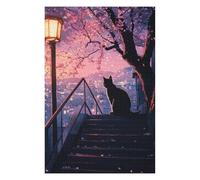 Puzzles pour Adultes 75x50cm/1000pcs Cat Cherry Blossoms Tree Puzzles pour Adultes - Jeux De Construction - Analyse Et Logique pour Les Amateurs De Jeux 75x50cm/1000pcs