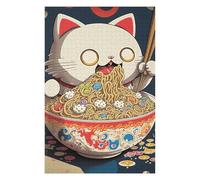 Puzzles pour Adultes 75x50cm/1000pcs Cat Eating Ramen Puzzle pour Adultes - Décoration Murale - Découpe De Précision - Activités Ludiques À La Maison 75x50cm/1000pcs