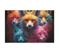 Puzzles pour Adultes 75x50cm/1000pcs Colorful Foxes A Vibrant Art Collection Puzzle Anti-Stress, Jouet De Course De Vitesse Manuelle, Cadeau pour Les Amis Et La Famille 75x50cm/1000pcs