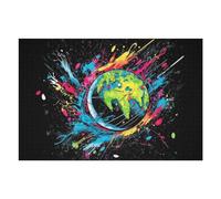 Puzzles pour Adultes 75x50cm/1000pcs Colorful Splash Earth Artwork Puzzle - Jeu Manuel - Défi Difficile - Cadeaux pour Les Amis Et La Famille 75x50cm/1000pcs