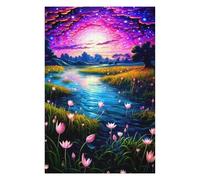 Puzzles pour Adultes 75x50cm/1000pcs Enchanted River Under Starry Sky Puzzles pour Adultes : Un Jeu Manuel, Amusant Et Humoristique. Un pour Les Amateurs De Jeux Vidéo. 75x50cm/1000pcs