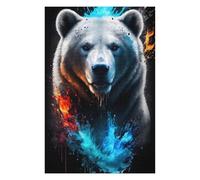 Puzzles pour Adultes 75x50cm/1000pcs Flaming Arctic Bear Artwork Puzzles pour Adultes, Jeu De Réflexion, Décoration Murale, Jeu Stimulant, Cadeaux 75x50cm/1000pcs