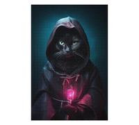 Puzzles pour Adultes 75x50cm/1000pcs Funny Black Cat Glow Lamp Puzzles pour Adultes - Jeu Manuel - Cadeaux pour Femmes - Cadeaux d'anniversaire Et De Noël Uniques 75x50cm/1000pcs