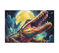 Puzzles pour Adultes 75x50cm/1000pcs Galactic Gator Cosmic Crocodile Artwork Puzzles pour Adolescents, Jouets Anti-Stress, Décoration Murale, pour Les Gamers 75x50cm/1000pcs