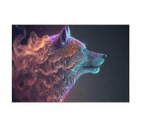 Puzzles pour Adultes 75x50cm/1000pcs Galactic Wolf Profile Puzzles pour Adultes Jeux Relaxants Analyse Et Logique Activités Ludiques À La Maison 75x50cm/1000pcs