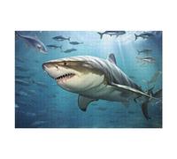 Puzzles pour Adultes 75x50cm/1000pcs Great White Shark in Deep Blue Waters Puzzle Anti-Stress, Jouet De Course De Vitesse Manuelle, Cadeau pour Les Amis Et La Famille 75x50cm/1000pcs