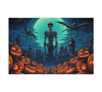 Puzzles pour Adultes 75x50cm/1000pcs Halloween Night with Skeleton and Pumpkins Puzzle - Jeu Manuel - Défi Difficile - Cadeaux pour Les Amis Et La Famille 75x50cm/1000pcs