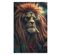 Puzzles pour Adultes 75x50cm/1000pcs Hippie Lion Smoking Puzzle pour Adultes : Un Jeu De Réflexion Stimulant, Une Œuvre d'art À Compléter 75x50cm/1000pcs