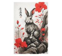 Puzzles pour Adultes 75x50cm/1000pcs Japan Rabbit Ink Art Puzzles pour Adultes, Jeu De Réflexion, Décoration Murale, Défi Éducatif 75x50cm/1000pcs