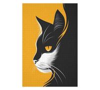 Puzzles pour Adultes 75x50cm/1000pcs Minimalist Cat Vector Portrait in Black and Orange Puzzles pour Adultes, Jeu Familial, Cadeaux pour Femmes, Cadeaux De Noël Et d'anniversaire 75x50cm/1000pcs
