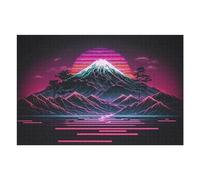 Puzzles pour Adultes 75x50cm/1000pcs Neon Mountain Sunset Landscape Puzzles À Monter Soi-même - Cadeaux Souvenirs pour Vos Proches 75x50cm/1000pcs