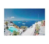 Puzzles pour Adultes 75x50cm/1000pcs Puzzle View of Santorini Puzzle pour Adultes Jeu Manuel Décoration Murale Activités Amusantes À La Maison, 75x50cm/1000pcs