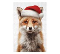 Puzzles pour Adultes 75x50cm/1000pcs Puzzles Christmas Fox Wearing A Santa Hat Puzzles pour Adultes Jeux Relaxants Cadeaux pour Femmes Cadeaux Anti-Stress 75x50cm/1000pcs