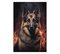 Puzzles pour Adultes 75x50cm/1000pcs Puzzles German Shepherd Dog Fire Puzzle pour Adultes, Jeu De Réflexion pour S'amuser en Famille, Difficile Et Stimulant 75x50cm/1000pcs