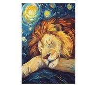 Puzzles pour Adultes 75x50cm/1000pcs Puzzles Lion Sleeping Under Starry Night Puzzles pour Adolescents Jeux De Société Découpe De Précision Cadeaux d'anniversaire Et Cadeaux Uniques 75x50cm/1000pcs