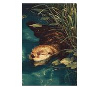 Puzzles pour Adultes 75x50cm/1000pcs Puzzles Otter Swimming in Water with Lily Pads Puzzles pour Adultes Jeux Relaxants Cadeaux pour Femmes Cadeaux Anti-Stress 75x50cm/1000pcs