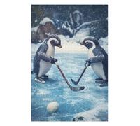 Puzzles pour Adultes 75x50cm/1000pcs Puzzles Penguin Playing Hockey Puzzle pour Adultes, Jeu De Réflexion pour S'amuser en Famille, Difficile Et Stimulant 75x50cm/1000pcs