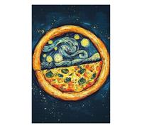 Puzzles pour Adultes 75x50cm/1000pcs Puzzles pour Adultes Pizza Starry Night Art Jeux De Puzzle À Faire Soi-même pour Améliorer La Mémoire Cadeaux De Noël Et d'anniversaire 75x50cm/1000pcs