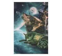 Puzzles pour Adultes 75x50cm/1000pcs Puzzles pour Adultes Wolves Under The Moonlit Sky Jeu Manuel De Course De Vitesse, Jeu Stimulant, Cadeaux 75x50cm/1000pcs