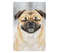 Puzzles pour Adultes 75x50cm/1000pcs Puzzles Smiling Pug in Winter Snowfall Puzzles pour Adultes Jeux Relaxants Cadeaux pour Femmes Cadeaux Anti-Stress 75x50cm/1000pcs