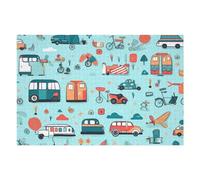 Puzzles pour Adultes 75x50cm/1000pcs Puzzles Vintage Vehicles and Bicycles Illustration Casse-tête pour Adultes Jeu De Réflexion Décoration Murale Cadeaux De Noël Et d'anniversaire 75x50cm/1000pcs