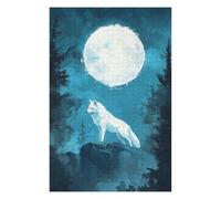 Puzzles pour Adultes 75x50cm/1000pcs Puzzles White Wolf Under Full Moon Puzzle pour Adultes, Jeu De Réflexion pour S'amuser en Famille, Difficile Et Stimulant 75x50cm/1000pcs