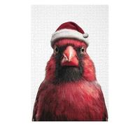 Puzzles pour Adultes 75x50cm/1000pcs Red Cardinal Bird Wearing Santa Hat Puzzles pour Adolescents Jeu Familial Décoration Parfaite Difficile À Compléter 75x50cm/1000pcs
