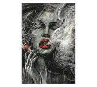 Puzzles pour Adultes 75x50cm/1000pcs Smoking Lady with Red Lips Puzzles pour Adultes : Jeu Pratique D'analyse Et De Logique, Activités Amusantes À Faire À La Maison, 75x50cm/1000pcs