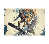 Puzzles pour Adultes 75x50cm/1000pcs Snowboarder in Action on Mountain Peak Puzzles pour Adolescents Jeux Familiaux Analyse Et Logique Jeu Stimulant Cadeaux 75x50cm/1000pcs