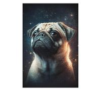 Puzzles pour Adultes 75x50cm/1000pcs Space Pug Celestial Companion -1 Puzzles pour Adolescents Jeu Manuel, Amusant Et Humoristique Cadeaux d'anniversaire Et De Noël Uniques 75x50cm/1000pcs
