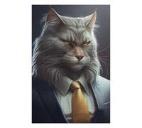 Puzzles pour Adultes 75x50cm/1000pcs Stylish Cat in Suit Artwork Puzzles pour Adolescents, Jouets Anti-Stress, Décoration Murale, pour Les Gamers 75x50cm/1000pcs