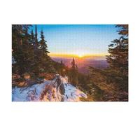 Puzzles pour Adultes 75x50cm/1000pcs Sunset Over Snow-Covered Forest Puzzle pour Adultes, Jeu De Réflexion, Découpe De Précision, pour Les Amateurs De Jeux 75x50cm/1000pcs