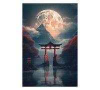 Puzzles pour Adultes 75x50cm/1000pcs Torii Gate Under A Full Moon Puzzles pour Adultes Jouets Anti-Stress Améliorent La Mémoire Activités Amusantes À La Maison, 75x50cm/1000pcs