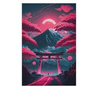 Puzzles pour Adultes 75x50cm/1000pcs Torii Gate Under A Pink Moon Puzzles pour Adultes, Jeu De Réflexion, Décoration Murale, Jeu Stimulant, Cadeaux 75x50cm/1000pcs