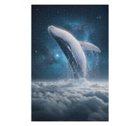 Puzzles pour Adultes 75x50cm/1000pcs Whale Breaching Through Clouds Into Space Puzzles pour Adolescents Jeu Familial Décoration Parfaite Difficile À Compléter 75x50cm/1000pcs