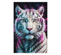 Puzzles pour Adultes 75x50cm/1000pcs White Tiger with Neon Splashes Puzzles pour Adolescents, Jouets Anti-Stress, Décoration Murale, pour Les Gamers 75x50cm/1000pcs
